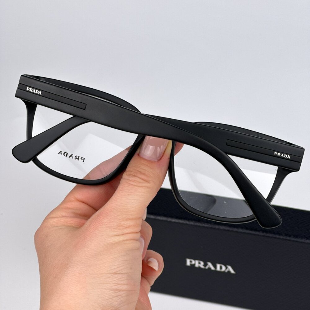 Prada PRA09V 12P1O1 BRAND NEW Eyeglasses Matte Black Square Unisex - Picture 5 of 11
